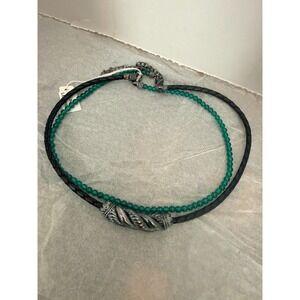 JAI John Hardy Green Agate Leather Sterling Silver Necklace Set